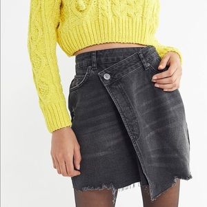 Urban outfitters distressed black denim skirt